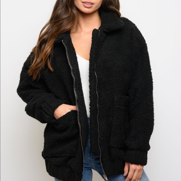 Oversized Teddy Bear Faux Fur Jacket Sweater - Picture 4 of 4